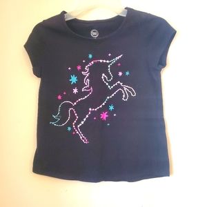 Wonder Nation Girls Black Unicorn T Shirt